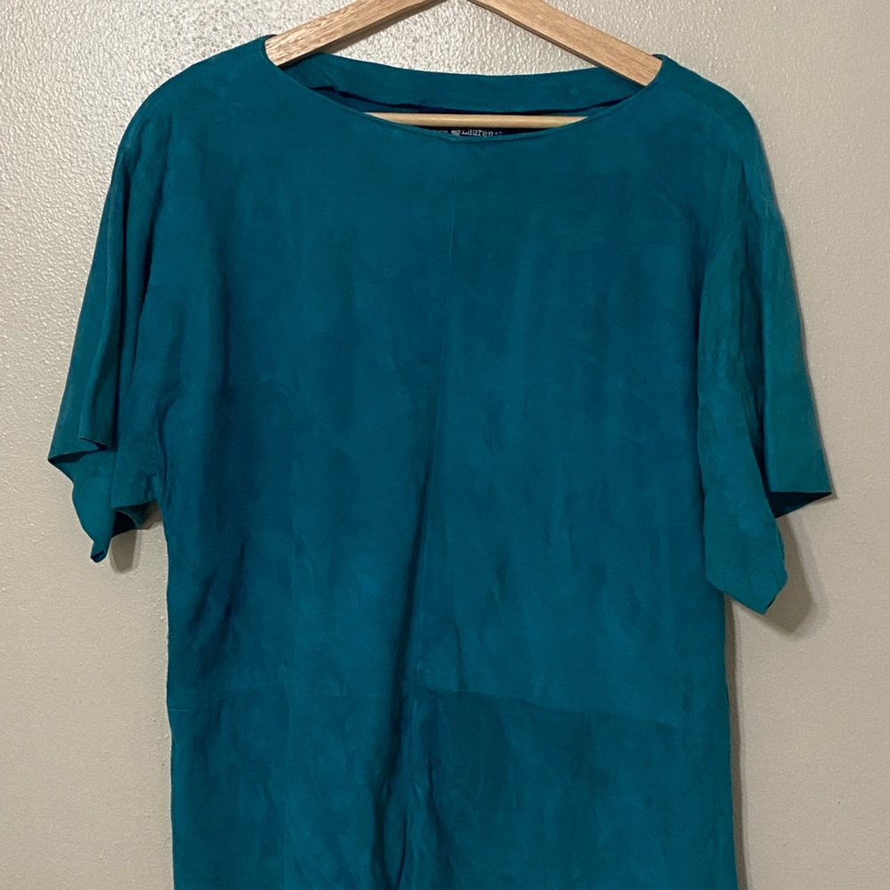 Ralph Lauren Vibrant Teal Leather Top